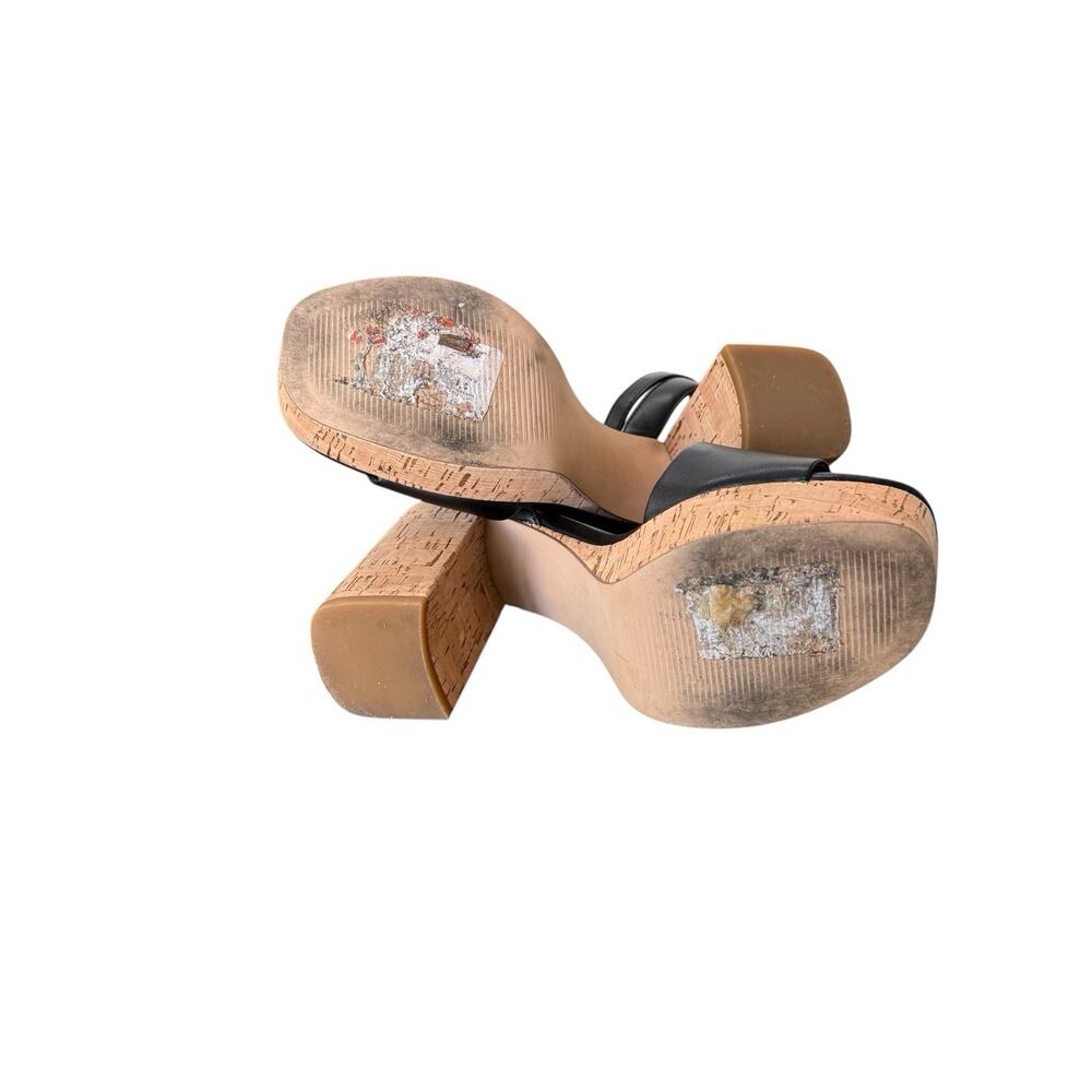 Nordstrom Rack Black Cork Block Heel Platform Sandals Size 7.5M - Picture 7 of 9